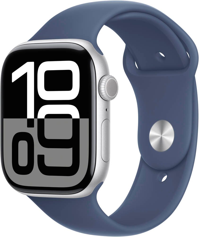 Apple Watch Series 10 46 mm Aluminium GPS Cellular Sportarmband M L denim silber buroplus