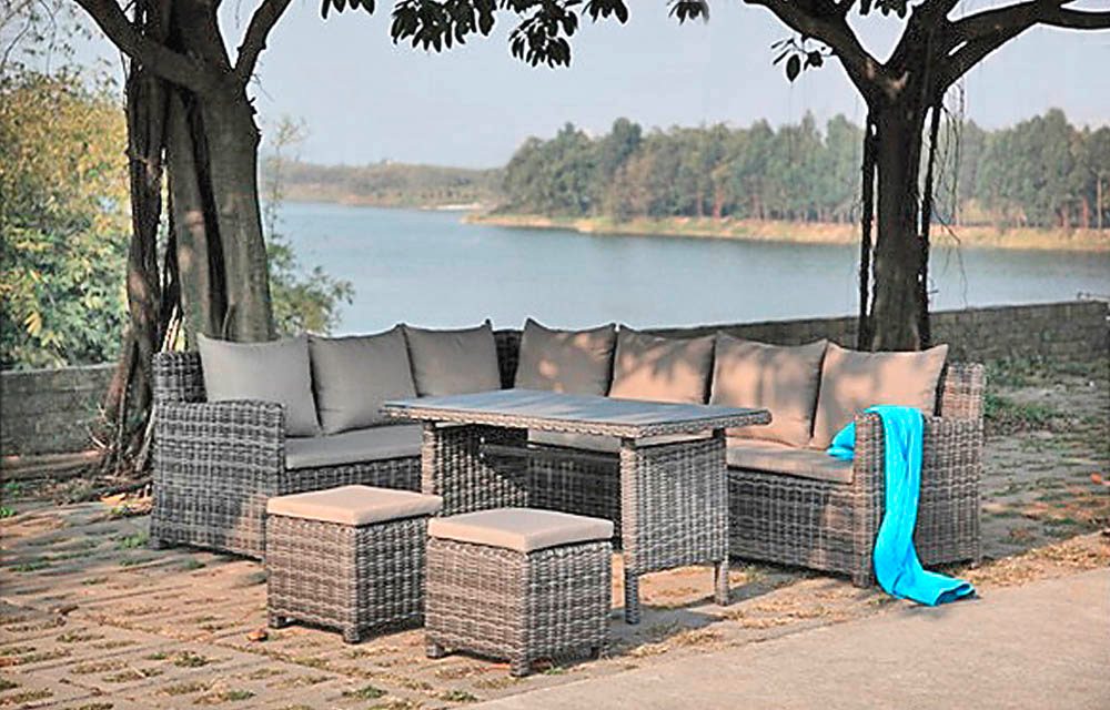 Garden Pleasure Loungegruppe Oviedo grau Kunststoff Metall 6 teilig