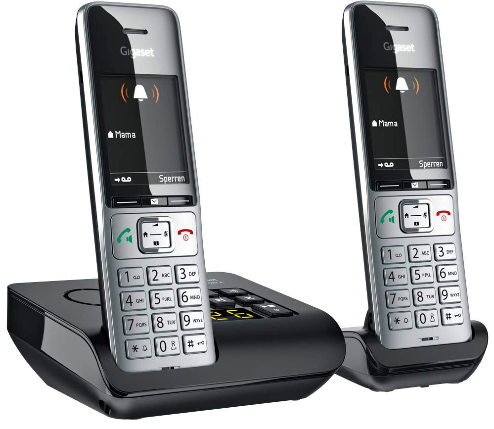 Gigaset COMFORT 500A duo Schnurloses Telefon-Set mit Anrufbeantworter  schwarz-silber ++ büroplus